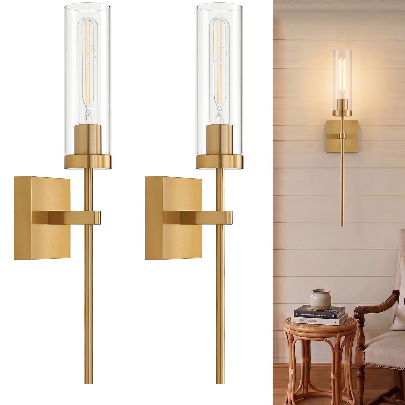 Photo 1 of SANTOSTOCK Wireless Wall Sconces, Set of 2