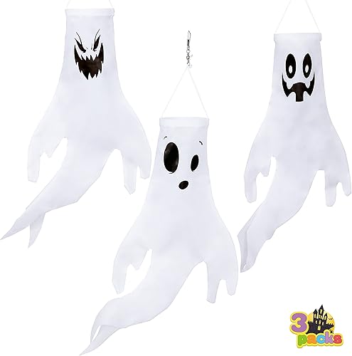Miniatura 4 de JOYIN Paquete de 3 decoraciones colgantes de Halloween de 18 pulgadas, calcetines de viento para el hogar, patio, jardín, césped, decoración de