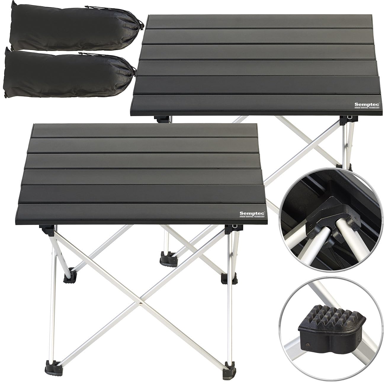 Semptec Urban Survival Technology Tische: 2er-Set Faltbare Aluminium-Campingtische, 910 g, belastbar bis 25 kg (Campingtisch Klapptisch, klein, Möbel)