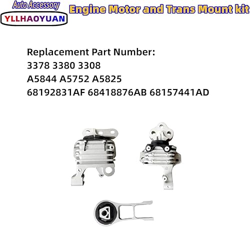Miniatura 48 de Juego de 3 piezas de montaje de motor compatible con 2006 2007 2008 2009 Fo-rd Fusion 2.3L/3.0L Mercury Milan A5473 A5381 A5474