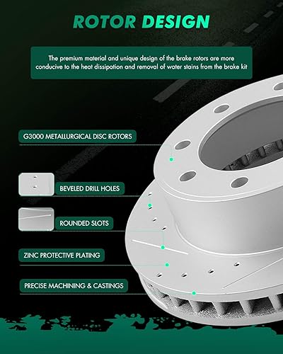Miniatura 335 de Kits de frenos y rotores, rotores de freno SCITOO y 8 pastillas de cerámica para 08-12 para Chrysler Town & Country, 08-12 para Dodge Grand Caravan