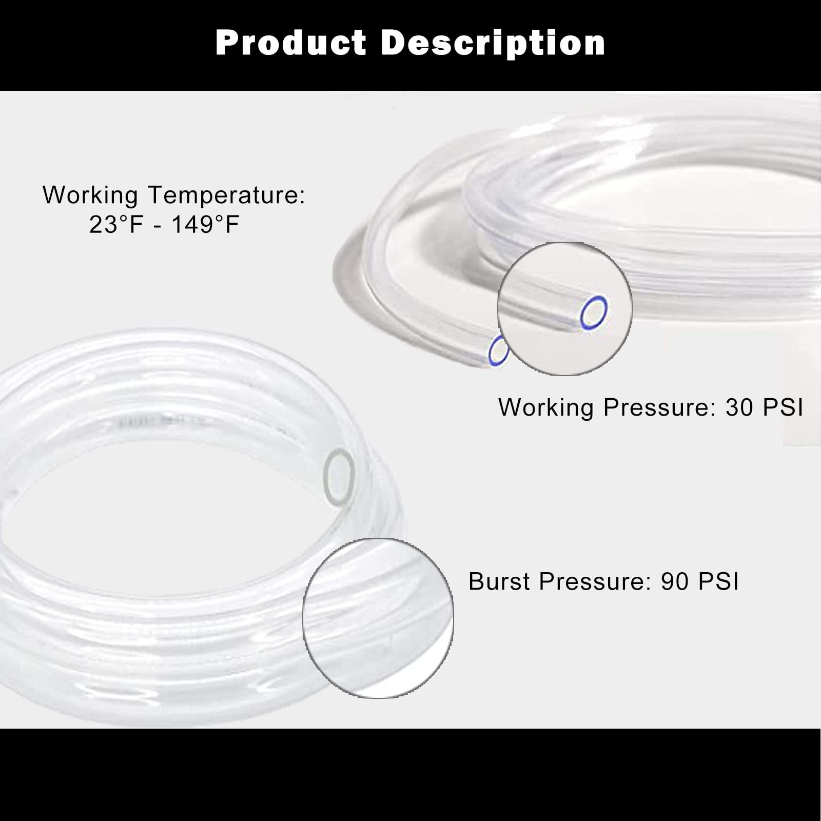 HZFJ Tubo de vinilo transparente de PVC de 5/8 pulgadas ID de grado alimentario multiusos para línea de cerveza, Kegerator, fabricación de vino, acuapónica, manguera de aire