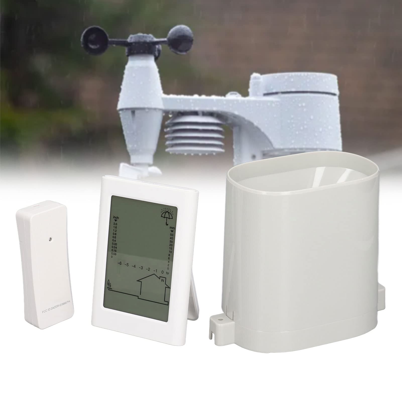 Wetterstation, 3-in-1 Kabelloser Regenmesser Thermometer, Regenmesser Digital Niederschlagsmesser Mit Außensensor Für Innen Und Außen Temperatur, Luftfeuchtigkeit, Regenmengengrafik