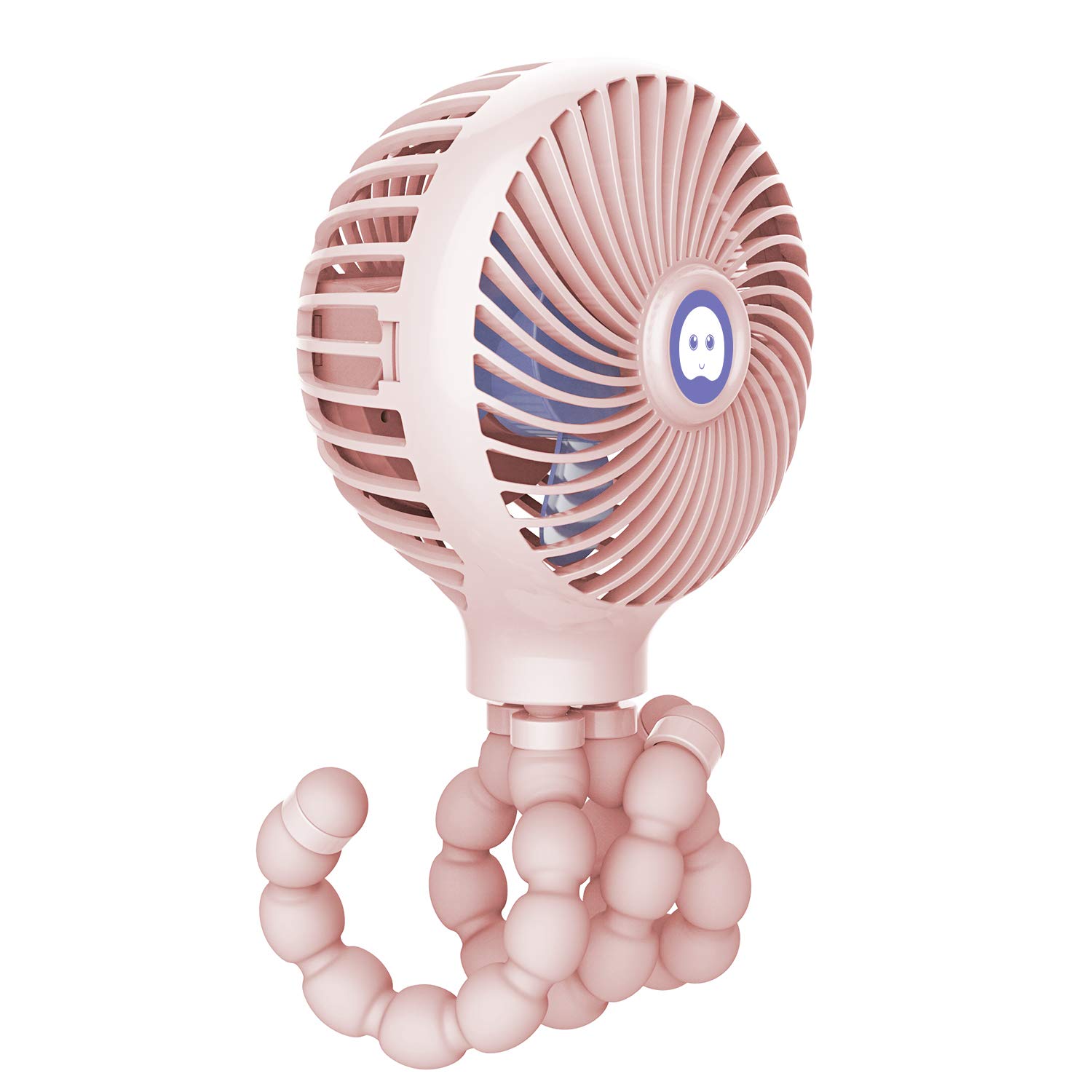 Mini Handheld Stroller Fan, TRELC Personal Portable Baby Fan with Flexible Tripod, Gift for Children, Rechargeable Fan for Office Room Car Traveling BBQ Gym Fan with 3 Settings (Pink)