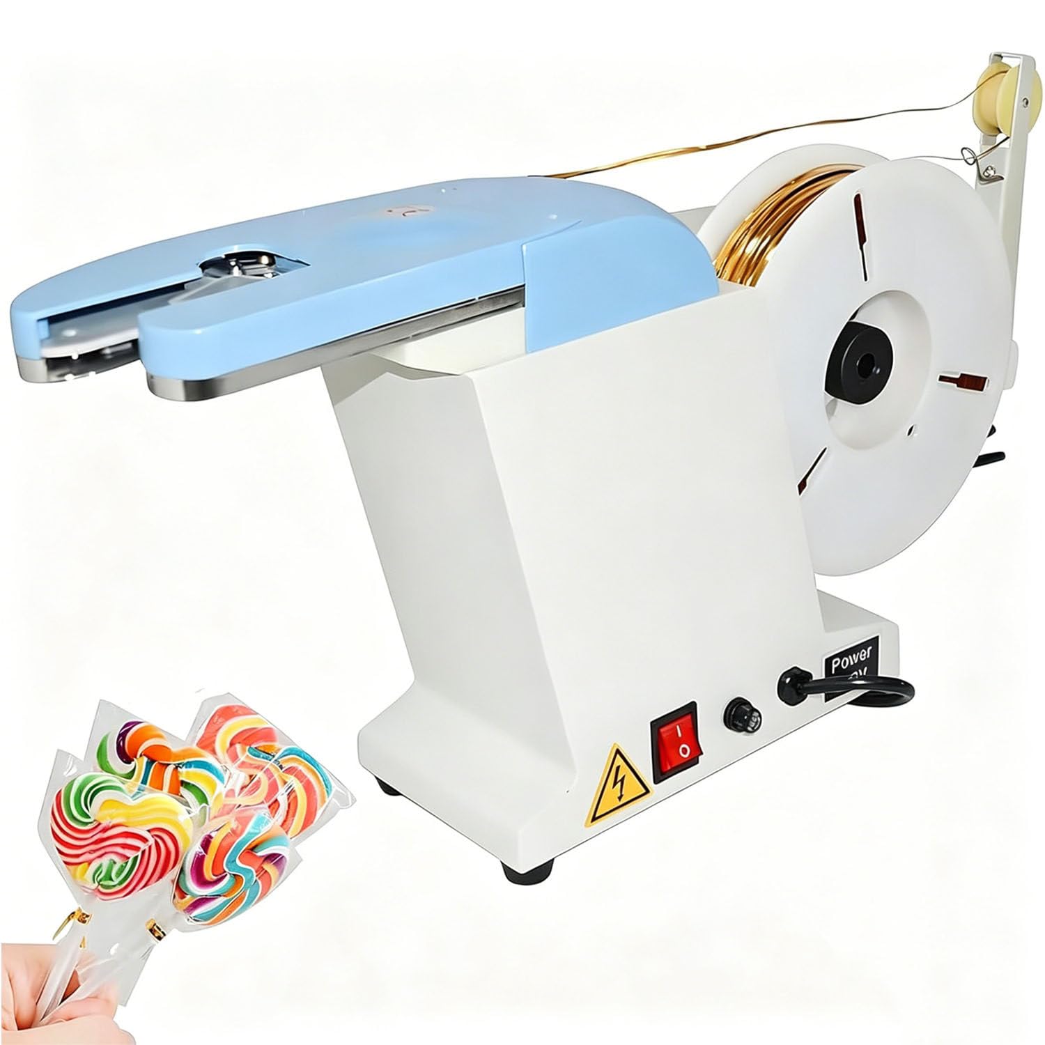 Coakue Multicolor Electric Semi Manul Bag Closure, Automatic Twist Tie Machine, Electric Bag Closure For Food Packaging, 4-Rotation Tying, 70Mm Length, Countertop Sealing For Bread Pastries