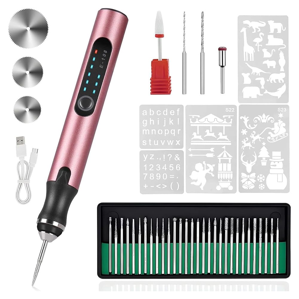 Littimoon Electric Engraving Pen with 37 Bits, USB Rechargeable Cordless Engraving Machine, Portable DIY Rotary Engraver