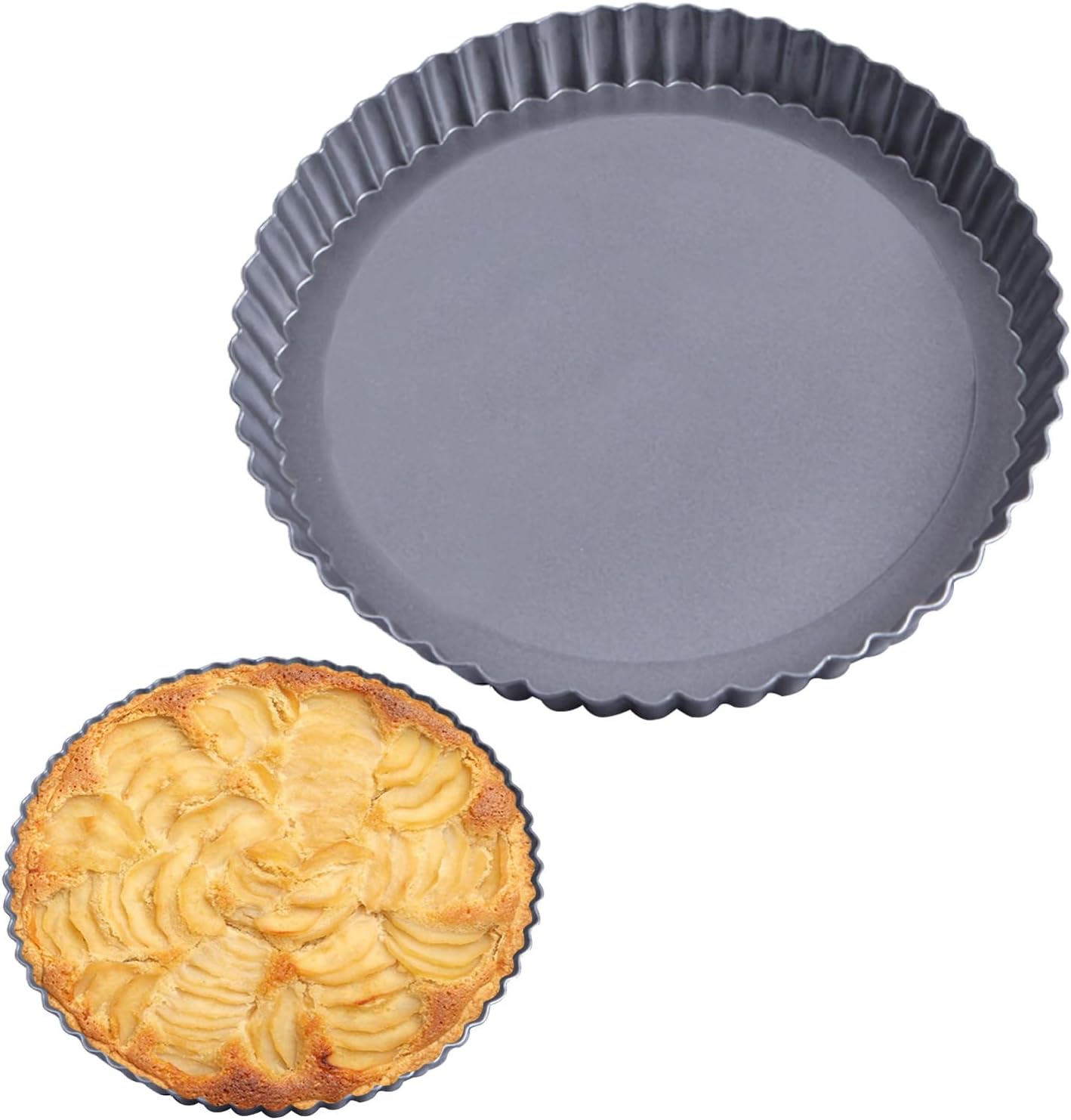 Tart Pan 9inch 4inch Removable Bottom- Carbon Steel Quiche Pan, Rust & Temperature Resistant Quiche Baking dish 550-600 °F- Non-Stick, Sturdy & Dishwasher Safe- Perfect for Baking Tarts (4 pack-4inch)