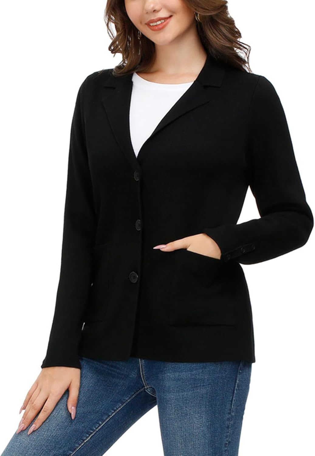 Women's Long Sleeve Casual Blazer Work Office Bussiness Jacket with Pocket - Image 3