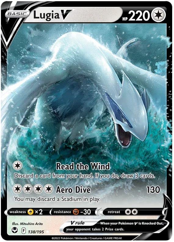 Lugia V 138/195 Ultra-Rare Rare Pokemon Card (SWSH Silver Tempest) + 1x TitanCards® Toploader