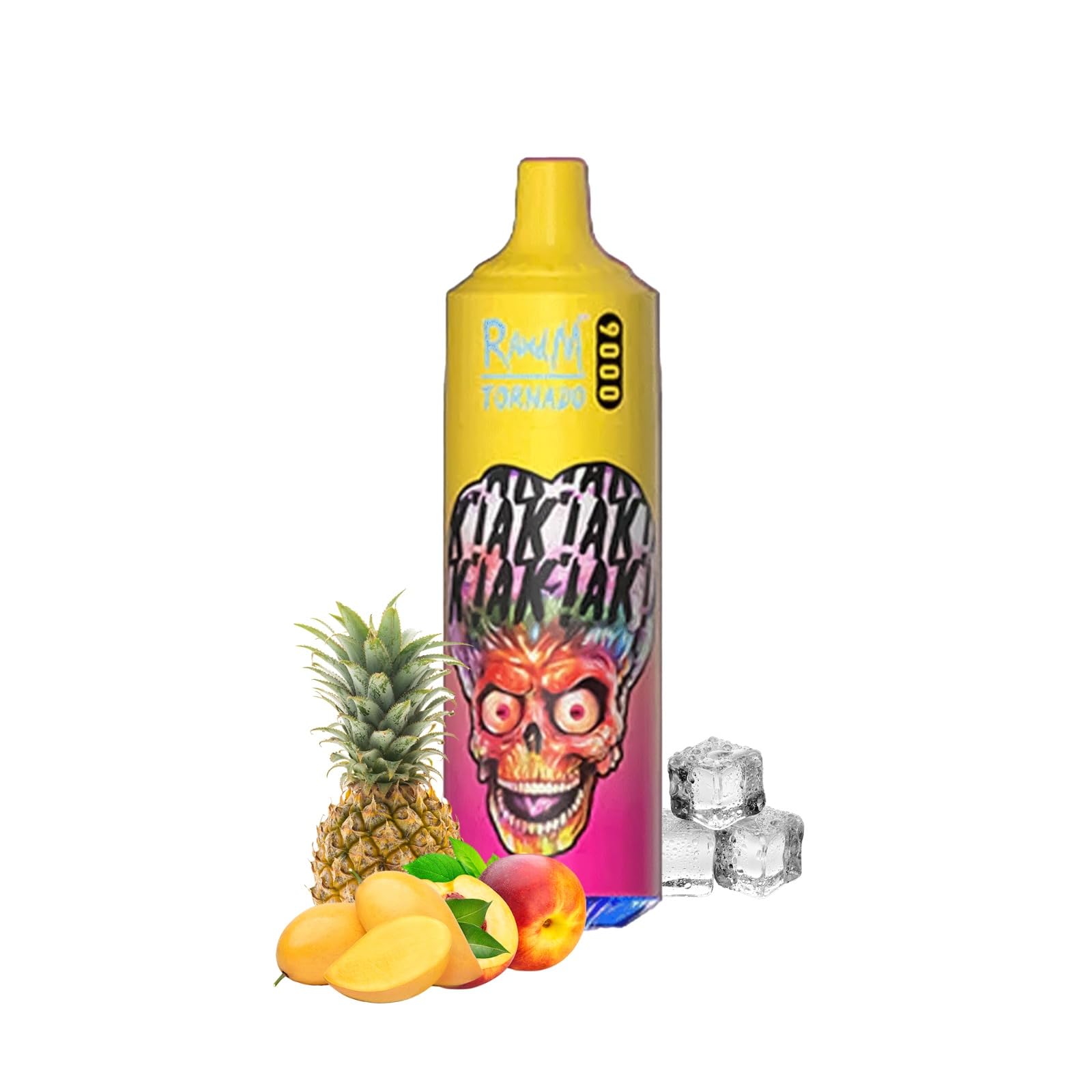 R&M Tornado, 9000 Puffs, E-Cigarettes, Starter Kit, No Nicotine, 2ml Cartridge Capacity, Draw-Activated Vape Pen, Smooth Vaping, (Peachy mango pineapple)