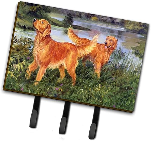 Caroline's Treasures HEH0098TH68 Golden Retrievers Correa o soporte para llaves, ganchos de pared, soporte para llaves, perchero de pared, ganchos