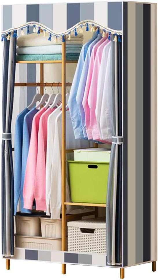 Cloth Wardrobe Clothes Closet, Portable Closet Solid Wood Frame Wardrobe Storage Closet Standing Closet Fabric Cabinet Portable Wardrobe,B_85*43 * 164cm