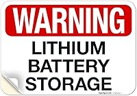 Vista 16 de Letrero de almacenamiento de batería de litio de advertencia, 10 x 14 pulgadas, HDPS de 55 mil de grosor (poliestireno de alta densidad), fabricado