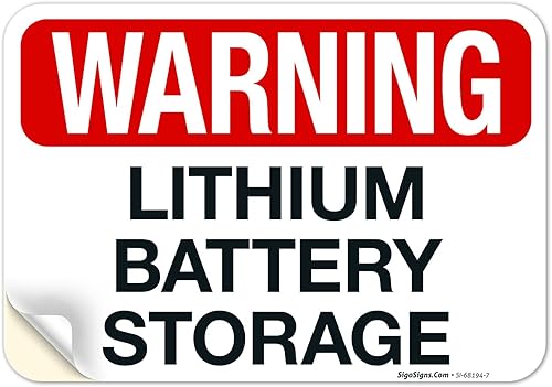 Miniatura 16 de Letrero de almacenamiento de batería de litio de advertencia, 10 x 14 pulgadas, HDPS de 55 mil de grosor (poliestireno de alta densidad), fabricado