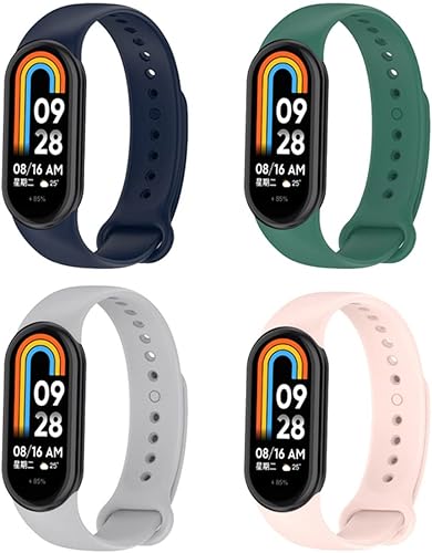 Miniatura 9 de KOMI Correa de reloj compatible con Xiaomi Mi Band 8, correa de repuesto de silicona suave deportiva ajustable para mujeres y hombres