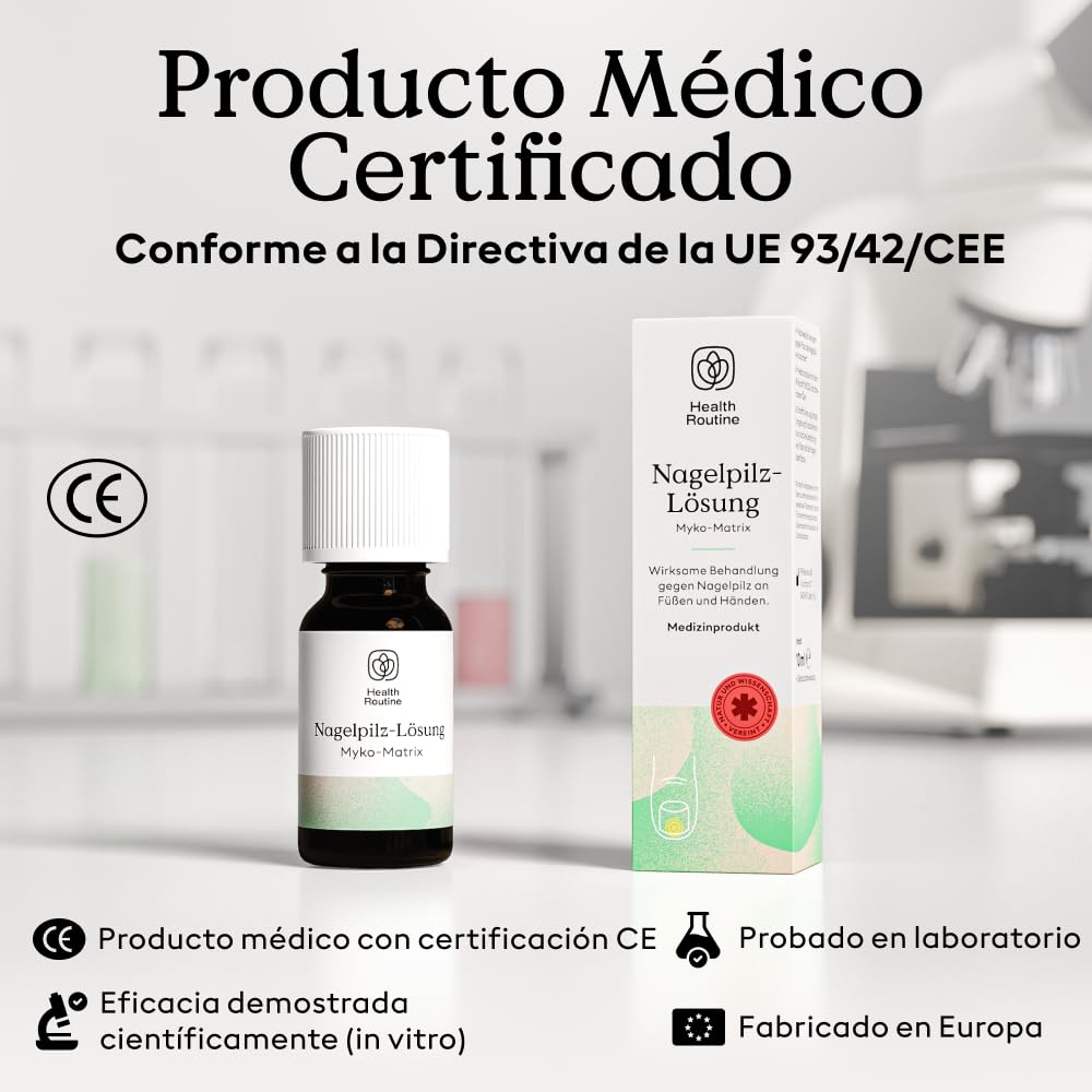 Health Routine Myko-Matrix solución antimicótica para uñas — Dispositivo médico CE para uñas dañadas — Tratamiento con aceite de árbol de té y aceites esenciales — desarrollado en Austria