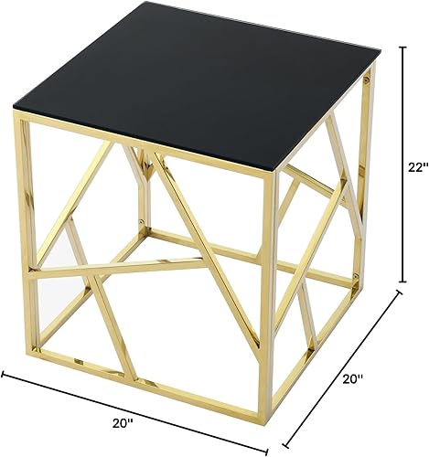 Miniatura 2 de Mesa auxiliar moderna de cristal de 20 pulgadas con marco de metal, mesa de noche, mesa esquinera para sala de estar, oficina en casa, dormitorio