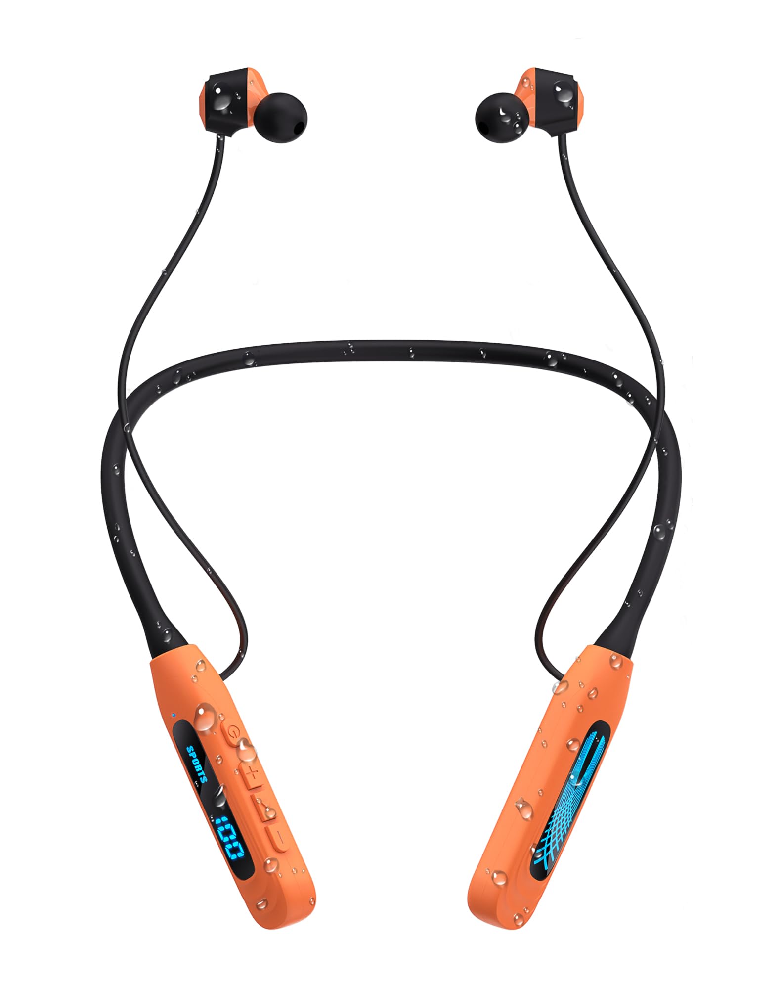 JL&MI Neckband Bluetooth Headphones, Wireless Sport Earphones with 80-Hour Battery and LED Display, Bluetooth 5.4 Magnetic Earbuds, Comfort Fit for