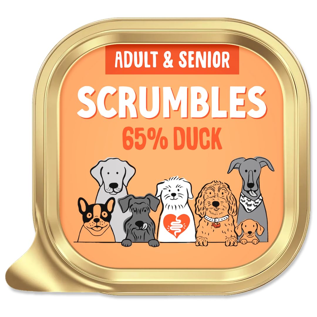 Scrumbles Duck Natural Wet Dog Food, Grain Free Recipe with 65% Duck and Slippery Elm, 12x 150g