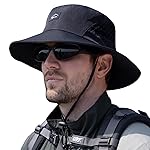 Sireck Fishing Hat, UPF50+ Wide Brim Sun Hat for Men Women, UV Protection Hiking Beach Bucket Hats Summer Safari Hat (Black)