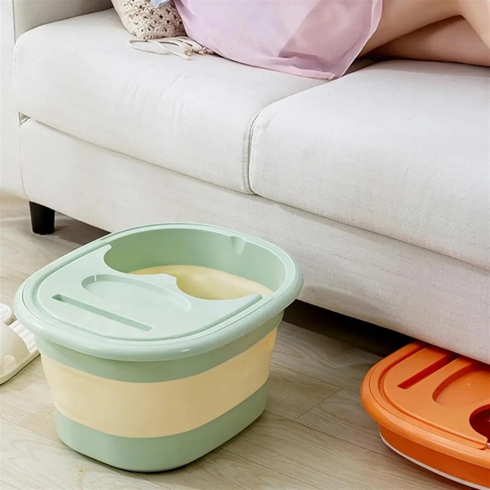 Baño De Pies Plegable 2 uds cubo plegable for remojo de pies, for baño , for for masaje , lavabo(Orange)
