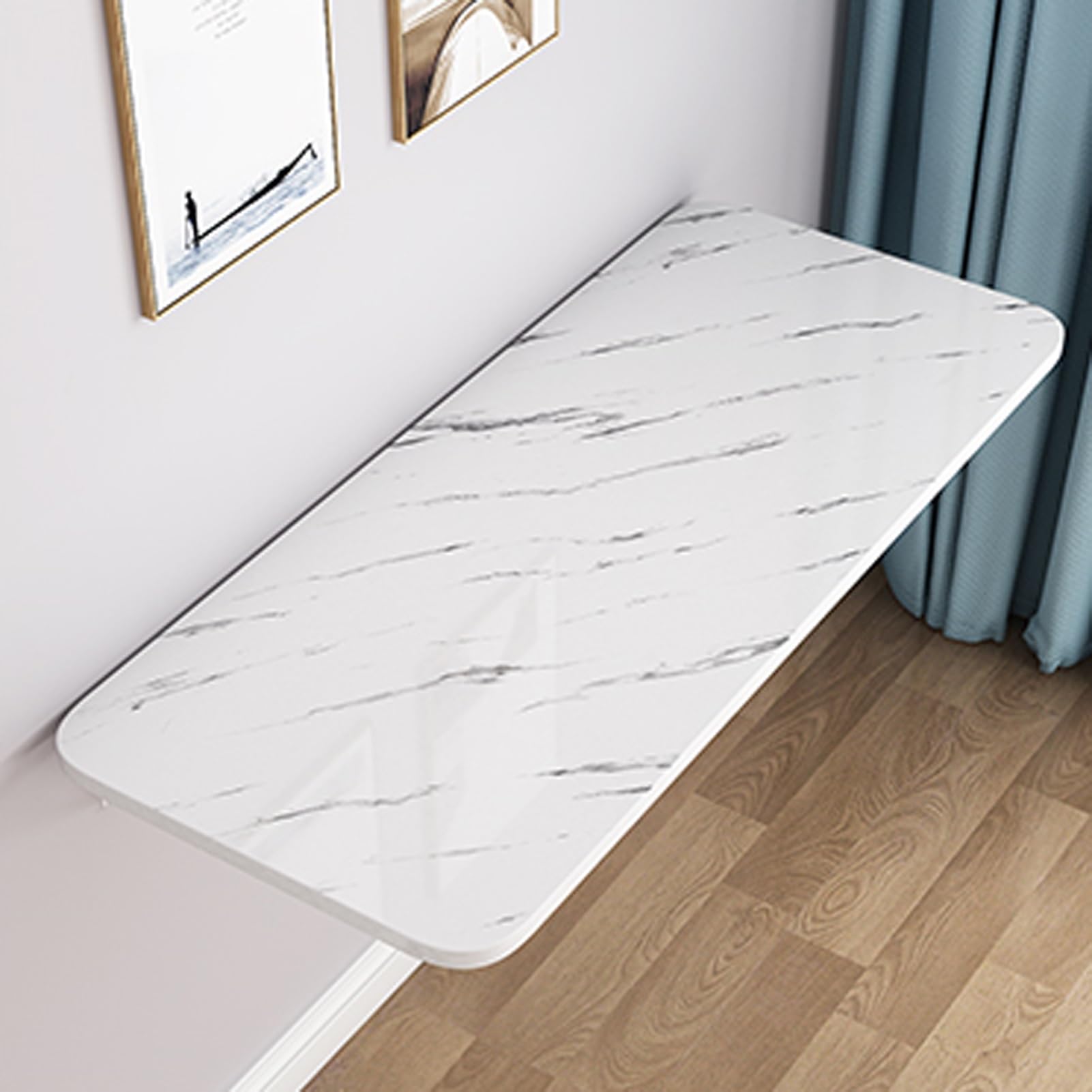 LWJSOCP WallMounted Folding Table SpaceSaving Laundry & Dining Desk for Home Office Garage Bar Kitchen White Stone Pattern (60x30cm)