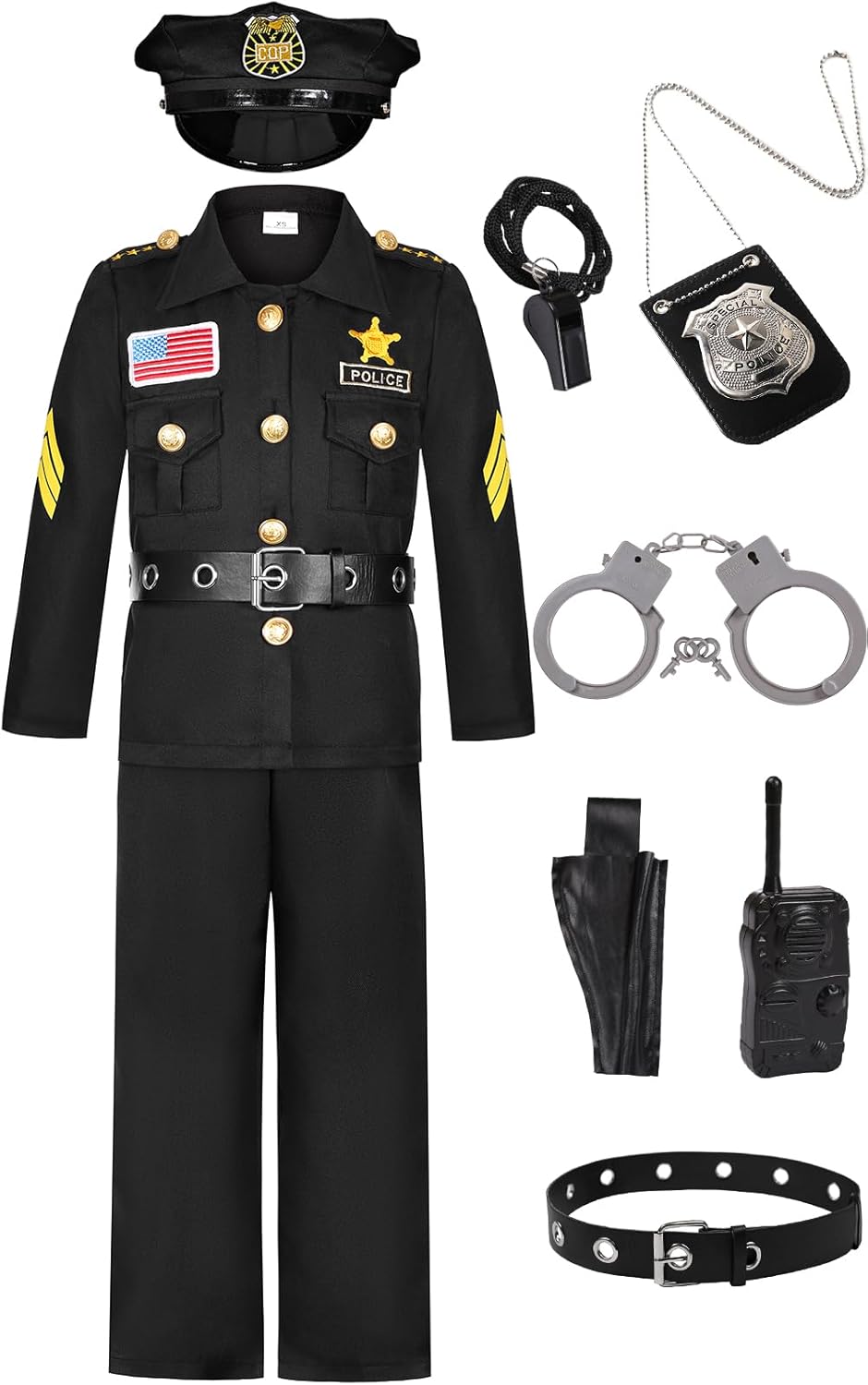 Police Officer Costume for Kids Boys Cop Costume Halloween Dress Up