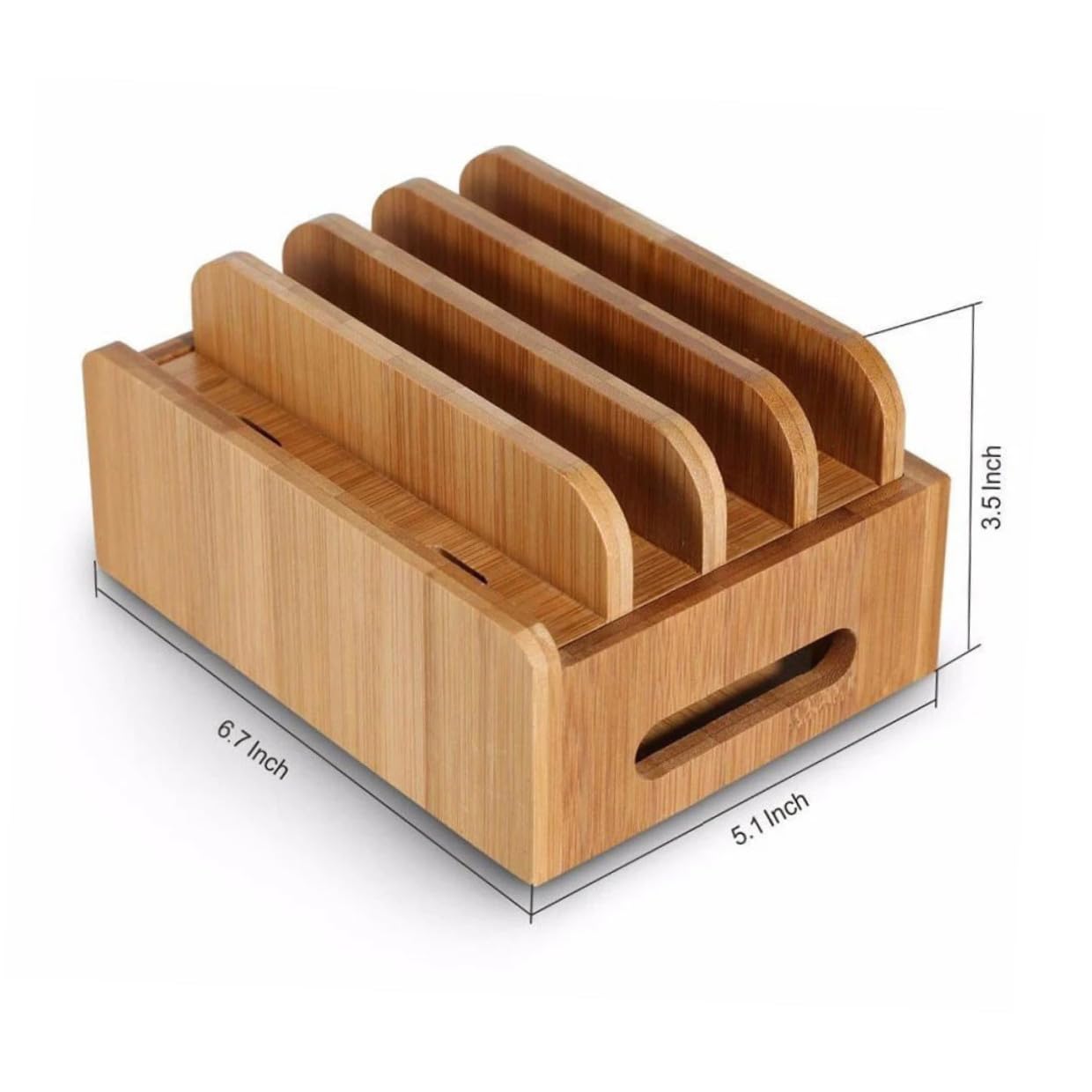 DOITOOL Supporto Caricabatterie USB in Legno per Telefono e Tablet Stazione Ricarica Multi-dispositivo con Organizzatore da Scrivania Elegante Porta Cellulare con Tre Bracci per Spazio