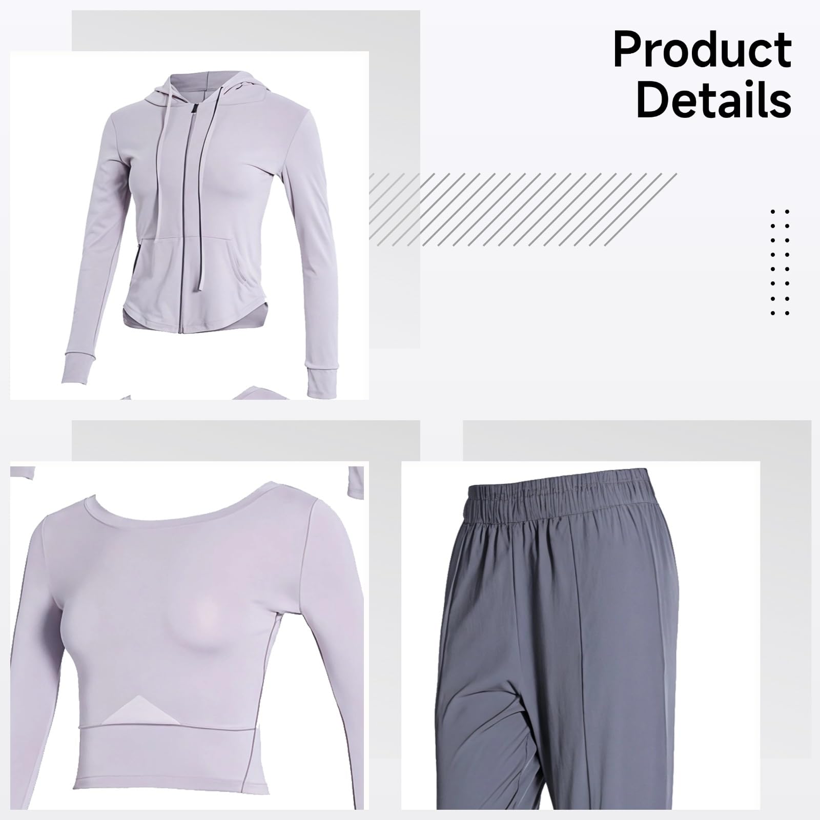 Conjunto de yoga de 3 piezas con chaqueta con capucha, tela transpirable, juego de entrenamiento de tres piezas, adecuado para uso casual y gimnasio, las tallas de mujer van de S a XXL
