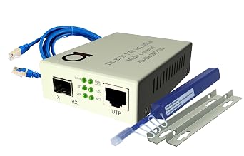 ADnet 10G Fiber to 10G Copper Ethernet Converter Open SFP+ Slot 10GBase-T to Base-R Includes Cat7 UTP Cable 10Gbps Optical Media Adapter