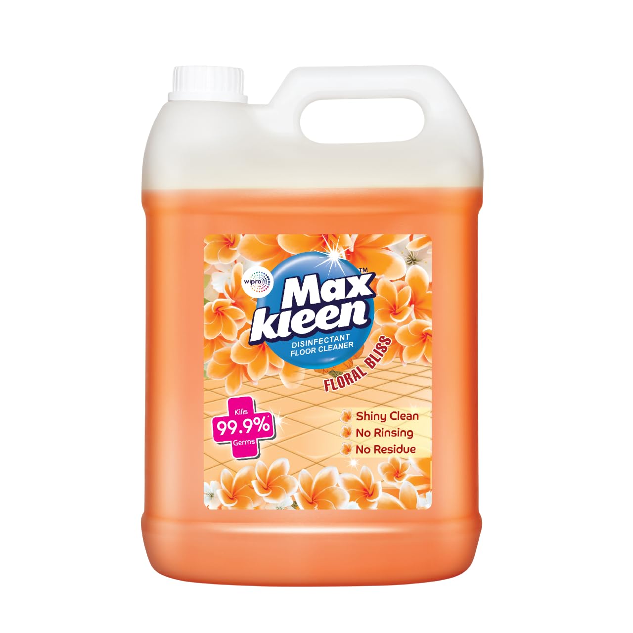 Wipro Floral Bliss Floor Cleaning Liquid 5Ltr| Refill Pack |Disinfectant Floor Cleaner with 99.99% Germ Protection| All Purpose Tile, Floor & Wall Cleaner