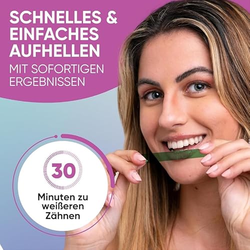 Schonende Zahnaufhellung Whitening Strips - (28 Stripes) Bleaching Zähne frei von Peroxid für strahlendes Lächeln - schonend Zähn Aufhellung - teeth whitening strips zahnbleaching 14 Anwendungen