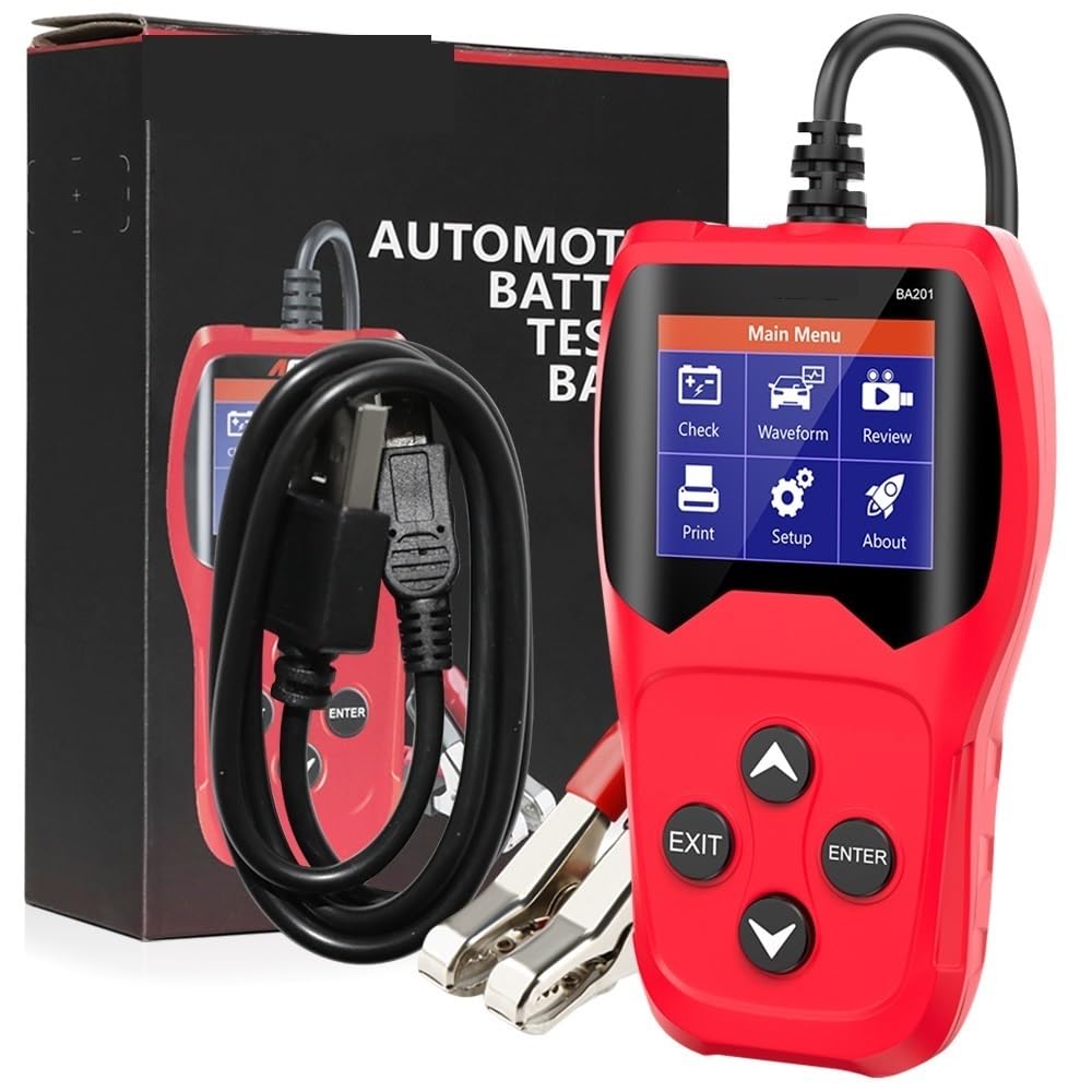 Comprobador de Baterias de Coche, Probador de batería de coche BA201, 12 V, 100-2000 CCA, comprobador de carga y arranque, analizador digital, herramientas de batería