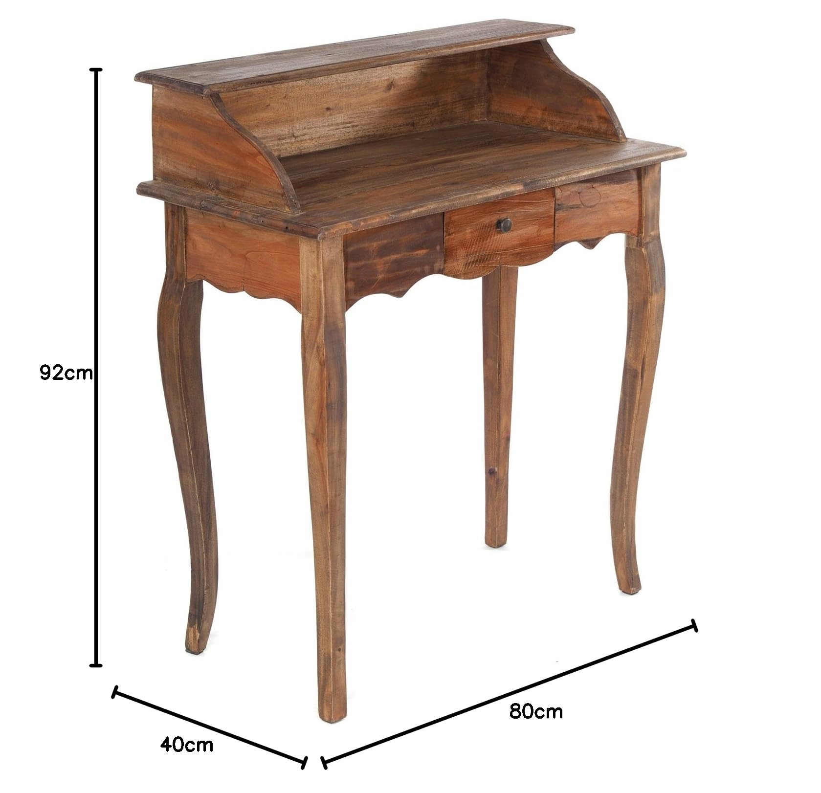 DESIGN DELIGHTS Secrétaire Napoléon Vintage en Bois recyclé Style Shabby Chic 80 x 92 x 40 cm | Couleur: 02 Brun Clair