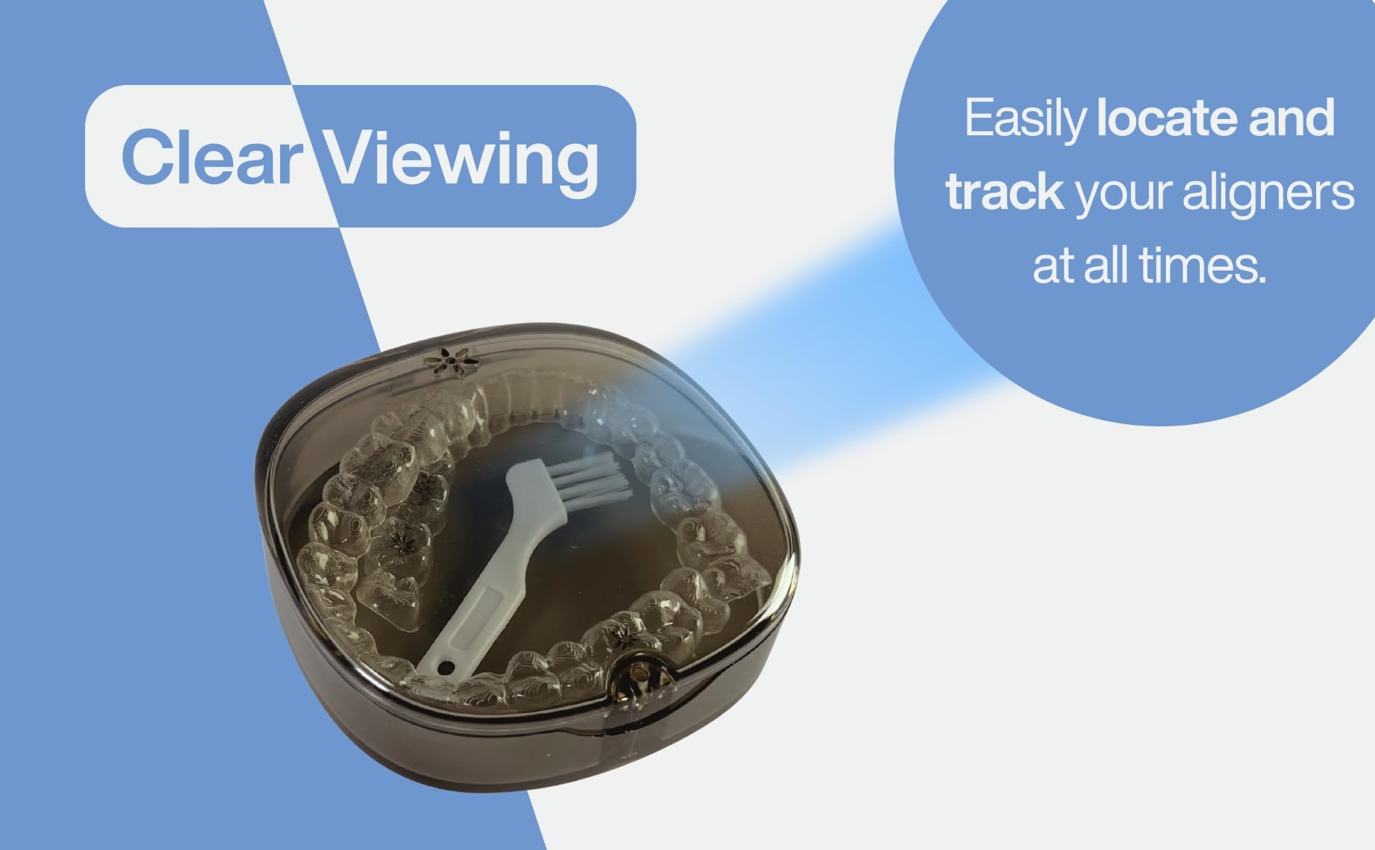 Roomy Transparent Aligner Case with Vent Holes, Brush, Magnetic Closure, Ideal for Invisalign Retainers, Night Guards - Image 2