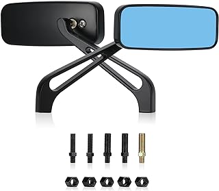 OFIG 8mm 10mm Rectangle Motorcycle Mirrors, Universal Motorcycle Rear View Side Mirrors Compatible with most Motorcycles Cruiser Chopper Scooter Moped