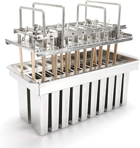 Molde de paletas de hielo de acero inoxidable, kit de moldes para hacer paletas de hielo con estante, 20 moldes para hacer paletas de hielo con 100