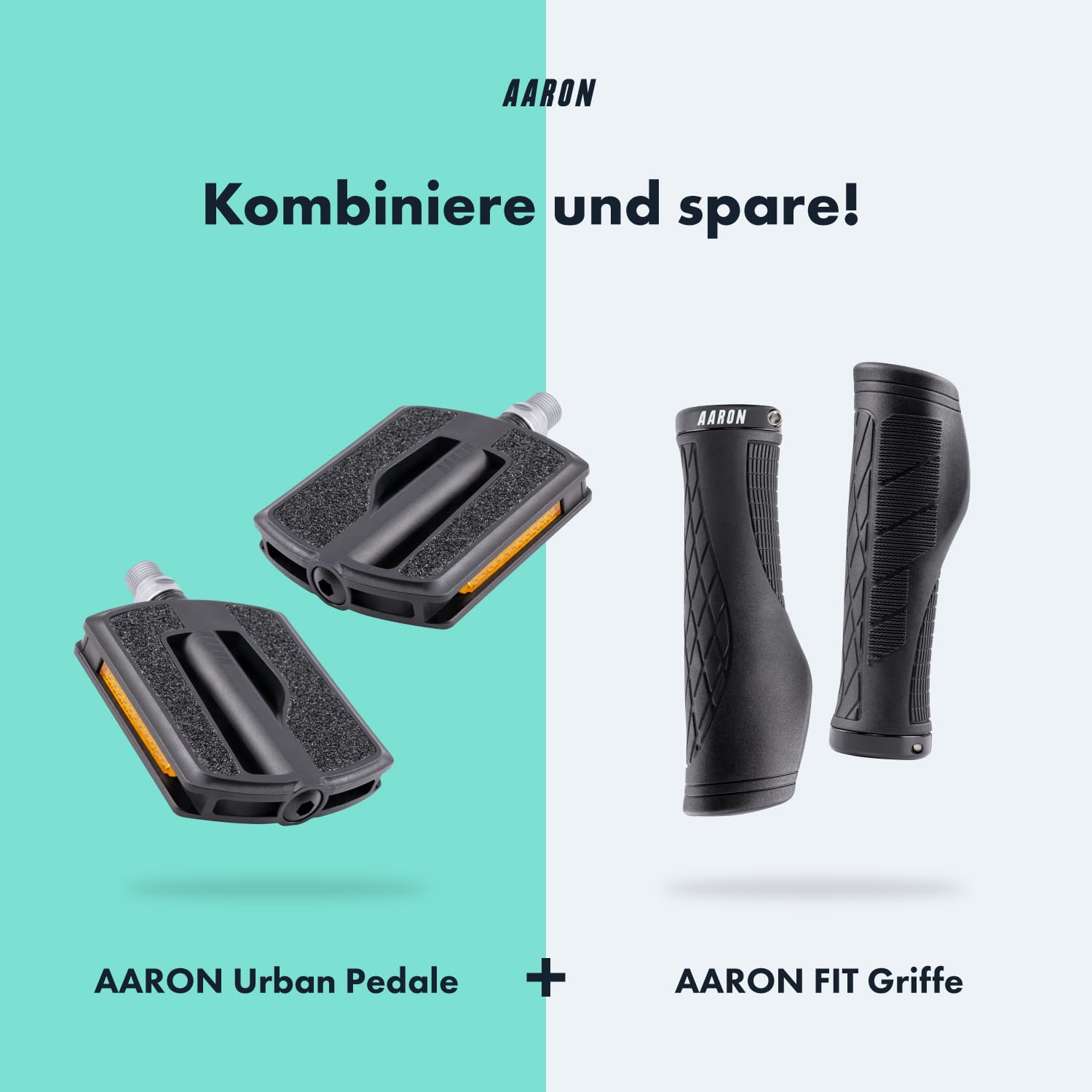 AARON Urban Fahrradpedale mit Reflektoren, abgedichtetes Industrie-Kugellager, Zubehör für E-Bike, Trekking Bike, City Bike, Schwarz