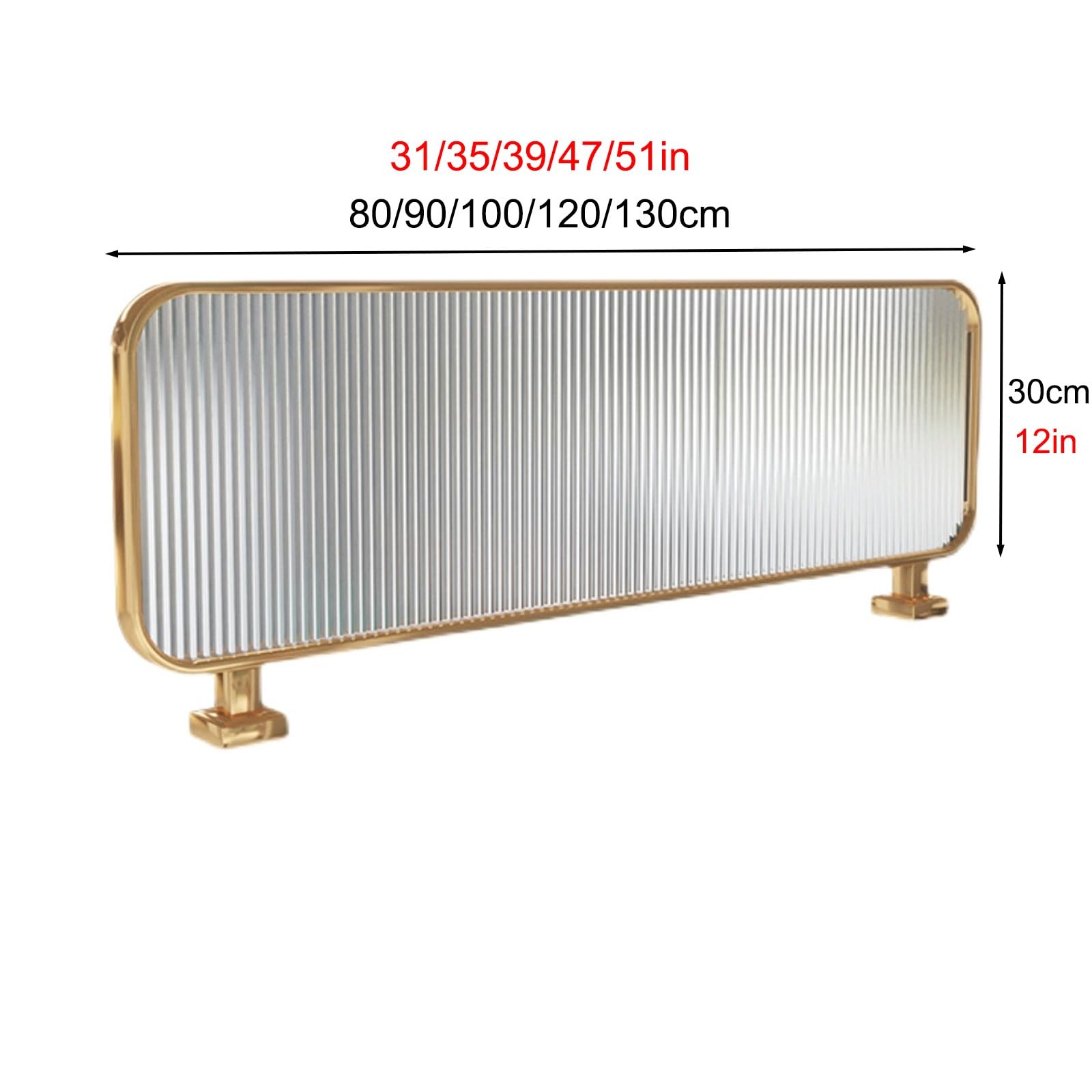 Metalowe panele przegrodowe na blat, Parawan z żelaznej ramy ze szkła hartowanego, złoty/czarny, 80-130x30cm(Black,90 * 30cm/35 * 12in)