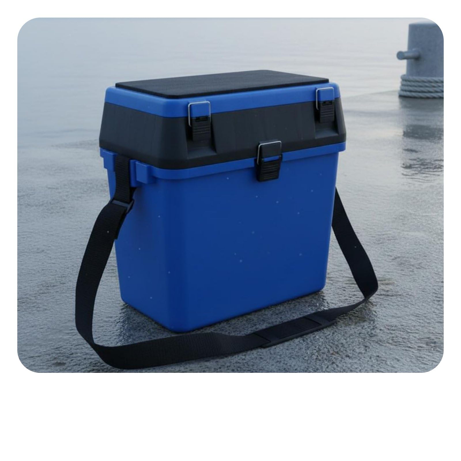 Cassetta da Pesca con Seduta Grande Capacità Sgabello Contenitore da Pesca Ampio Vano Superiore Valigetta Porta Minuterie, Blu