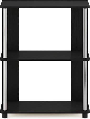 Miniatura 6 de Furinno Jaya Simple Design - Estantería de 3 niveles con tubos de acero inoxidable, diseño americano