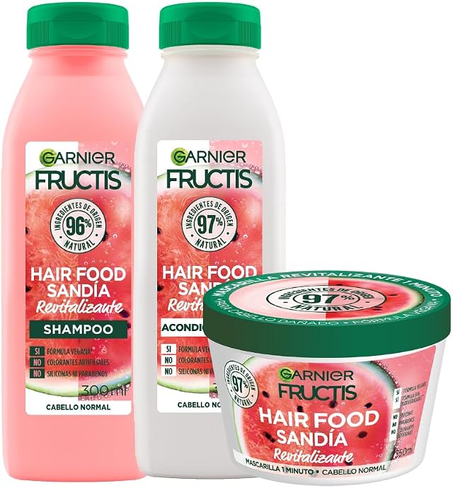 Kit Garnier Fructis Hair Food Sandía Rutina Revitalizante para Cabello Normal: S