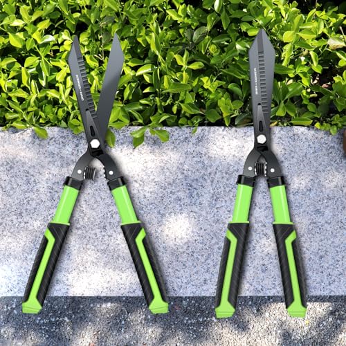 Drm-Gdner Garden Hedge Shears Heavy Duty,23 Inch Manual Hedge Clippers With New Tech Serrated Blade & Dual Shock Absorbing Cushion,Shears Gardening Tools For Pruning Borders&Shrubs,Green/Black thumb #6