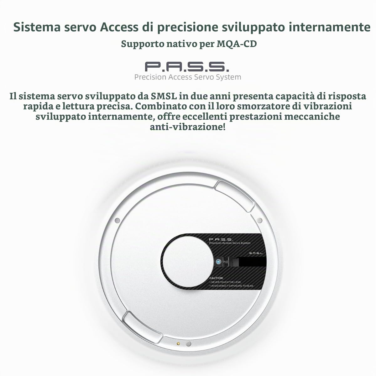 SMSL PL200T Hifi CD Trasportatore, Supporto ingresso USB, Uscite AES/EBU/I2S/Ottica/Coassiale, Lettore con decodifica MQA, Lettore CD per impianto stereo domestico con telecomando
