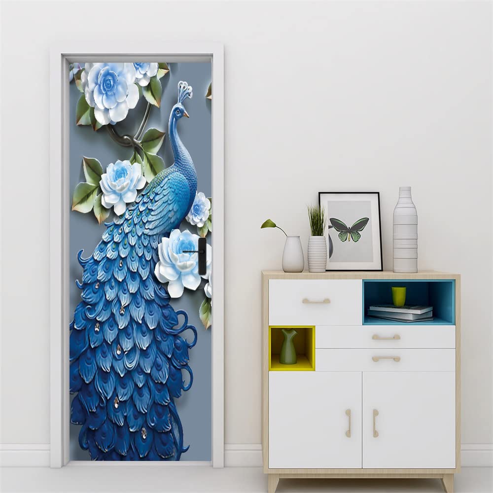 Poster Trompe l'oeil Porte Paon pour Sublimer la Décoration de votre Salon ou Chambre