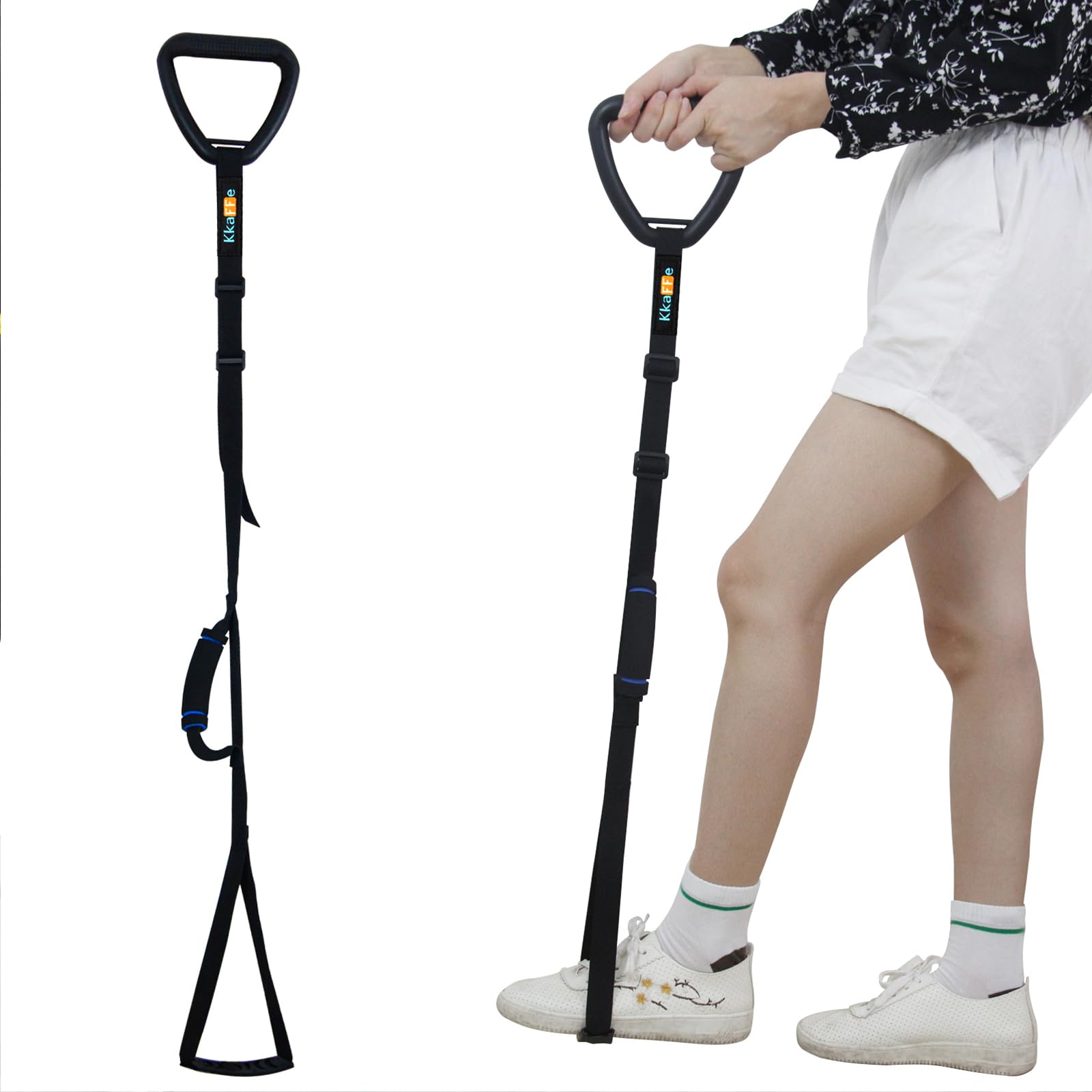 Long Leg Lifter, Leg Lifter Strap Rigid with Large Foot Loop, Legs Strap Lift for Get in and Out of Bed,Car,Wheelchair for Disables and Elderly，Leg Straps，Leg Aid Lift Strap (37.40in-53.14in)