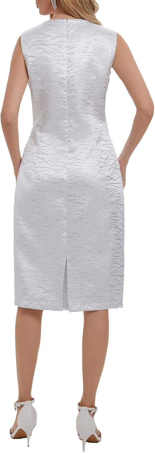 Women's 2 Piece Dress Church Suits Mother Gifts Formal Occasion Party Elegant Jacquard Embroidery Jacket Church Set - Image 6