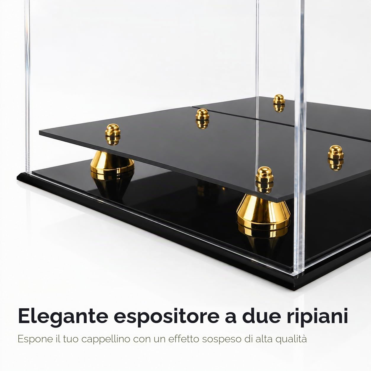 Katai Espositore per cappelli in acrilico, trasparente, resistente ai raggi UV, per berretti da baseball, calcio e softball, da collezione, con panno in microfibra