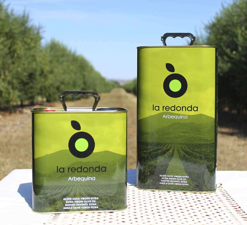 La Redonda - Natives Olivenöl extra aus 100 % Arbequina-Oliven - 2.5L - Blechdose - Frühe Ernte von unserem Landgut in Aragonien - Kaltpressung - Einmalige Pressung - Eigene Ölmühle