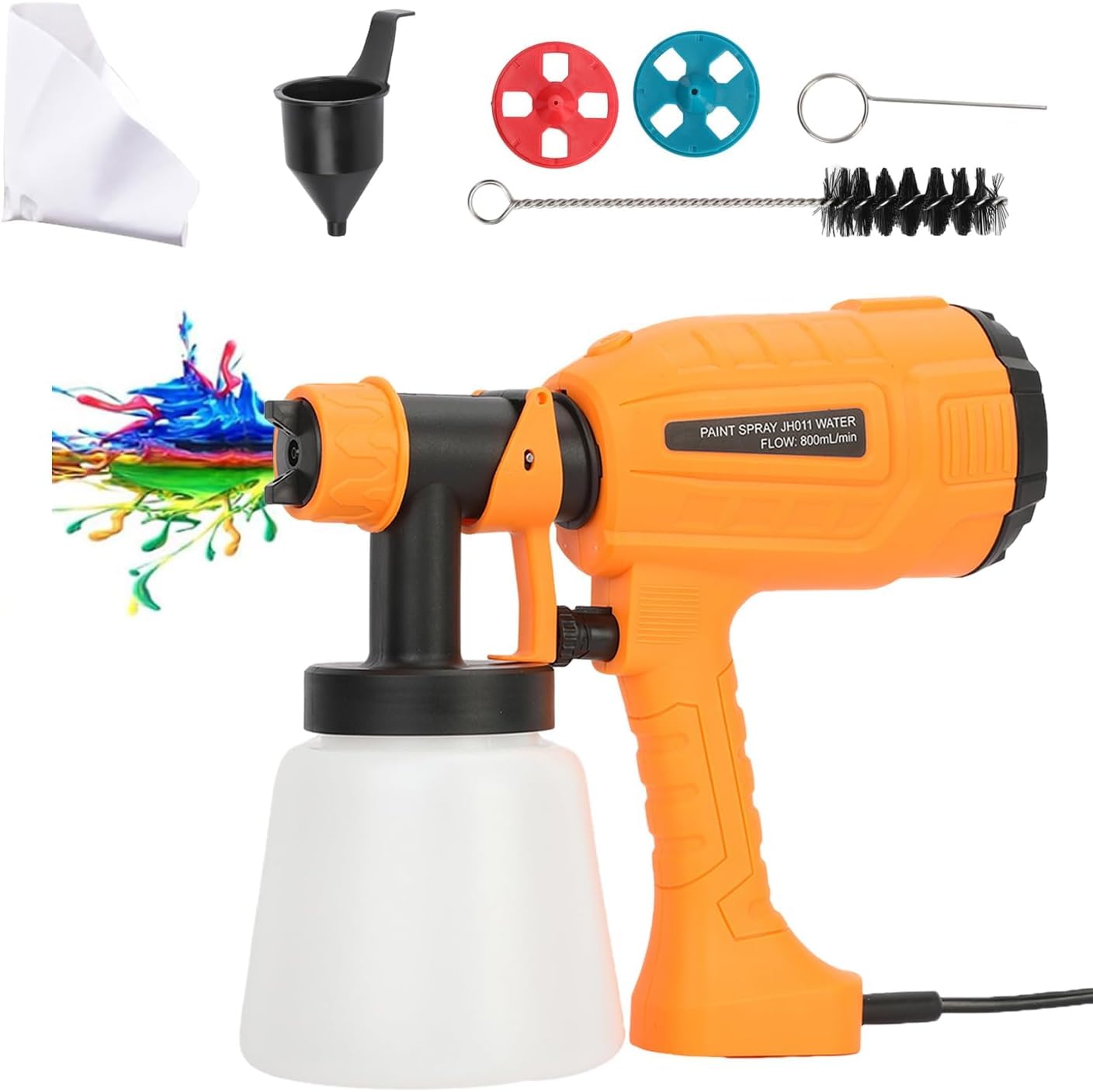 Paint Sprayer for Walls and Ceilings, Paint Sprayers for Fencing and Decking,[700W/800ml/2 Nozzles/3 Patterns], HVLP Electric Paint Sprayer for Home Interior and Exterior, Cabinets, House, Fence